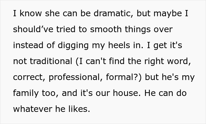 Text about family dynamics acknowledging drama and tradition-related conflicts.