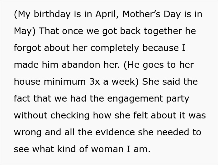 Text discussing a bride's relationship challenges involving her fianc&eacute;'s mom before a wedding.