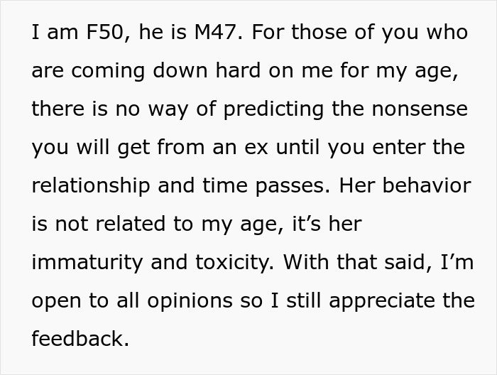 Text response about relationship and age differences, discussing behavior, immaturity, and seeking opinions. Text response about relationship and age differences, discussing behavior, immaturity, and seeking opinions.
