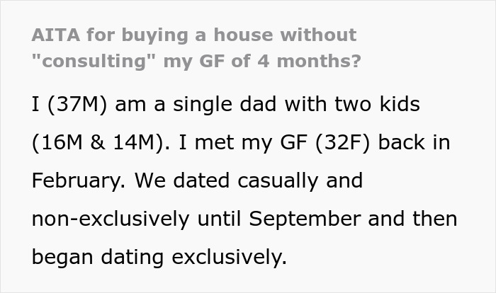 37YO Single Dad Finds The Perfect Home And Buys It, GF Is Upset As He Didn&rsquo;t Consult Her Beforehand