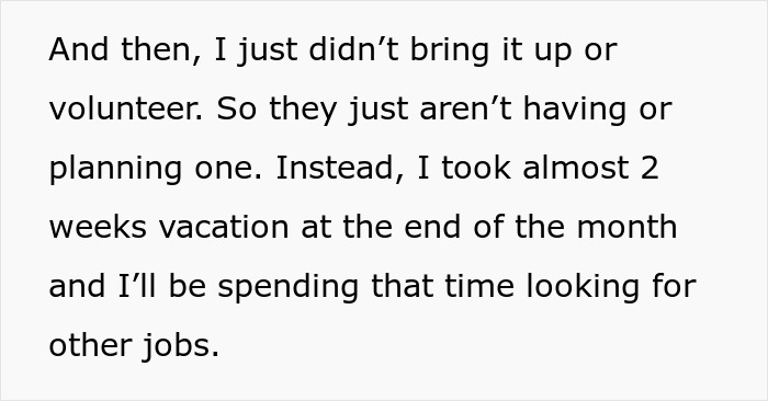 Text expressing frustration over office Christmas party organization and personal plans for change.