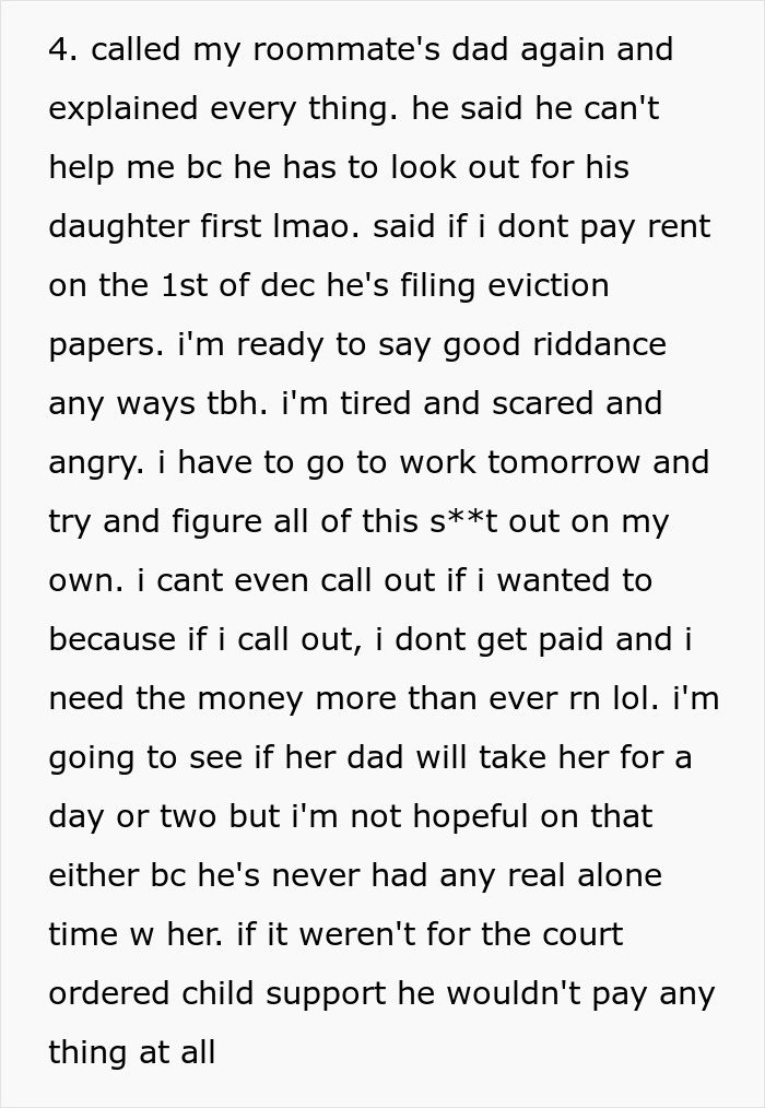 Text conversation about eviction threats after a roommate threw baby formula, labeled as "poison," in the trash. Text conversation about eviction threats after a roommate threw baby formula, labeled as "poison," in the trash.