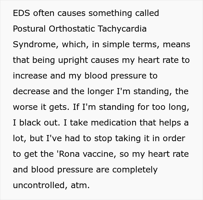 Text discussing how EDS causes Postural Orthostatic Tachycardia Syndrome, affecting heart rate and blood pressure control.
