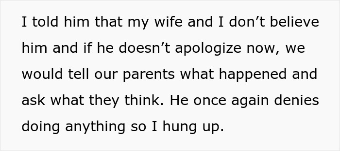 Text message about accusing brother of replacing wife's breast milk with cow's milk. Text message about accusing brother of replacing wife's breast milk with cow's milk.