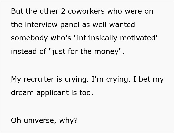 &ldquo;My Recruiter Is Crying, I'm Crying&rdquo;: Perfect Candidate Rejected For Wanting To Be Paid