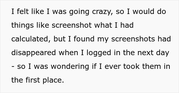 Text excerpt expressing frustration over missing screenshots, related to a woman's career being sabotaged by an IT guy. Text excerpt expressing frustration over missing screenshots, related to a woman's career being sabotaged by an IT guy.