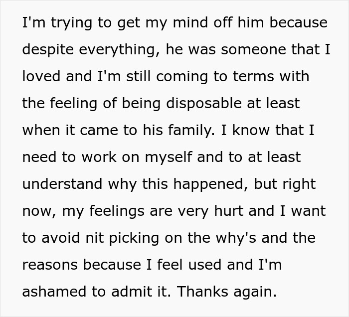 Text describing feelings of hurt and disposability in a relationship involving toxic family dynamics. Text describing feelings of hurt and disposability in a relationship involving toxic family dynamics.