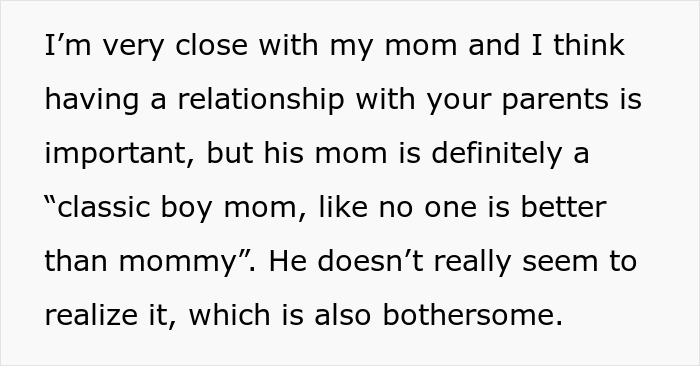Text about a "mommy's boy" discussing the challenges of parental relationships and partner resentment.