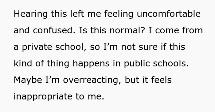 Text about feeling uncomfortable regarding teacher clocking periods in schools. Text about feeling uncomfortable regarding teacher clocking periods in schools.