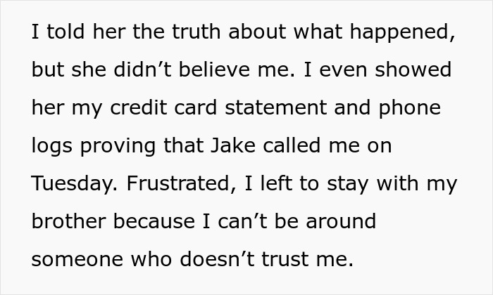Text describing frustration about trust issues with wife's ex being dishonest.