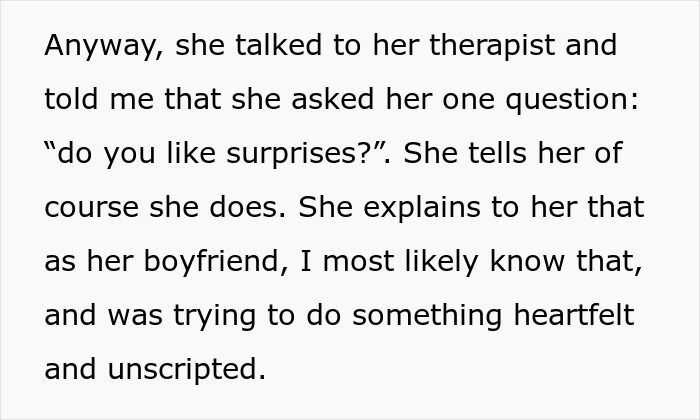 Text conversation about proposal rejection over surprises and regret.