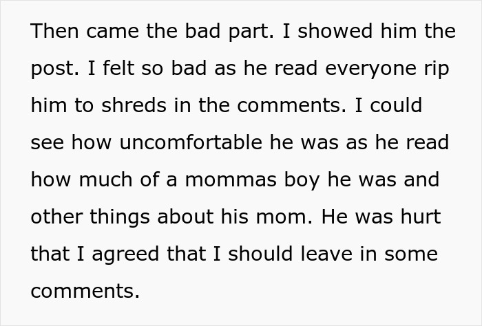 Text discussing a fianc&eacute;&rsquo;s discomfort over online comments about his wedding dress request for his mom's comfort.