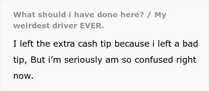 Text message about a confusing encounter with a DoorDash driver and a cash tip situation.