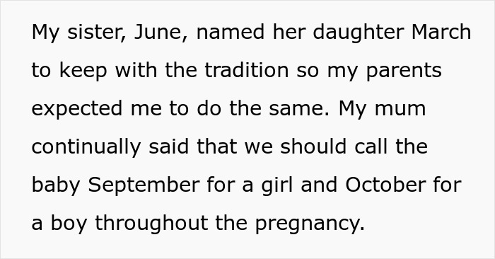 Text discussing family naming tradition; sibling named daughter March. Text discussing family naming tradition; sibling named daughter March.