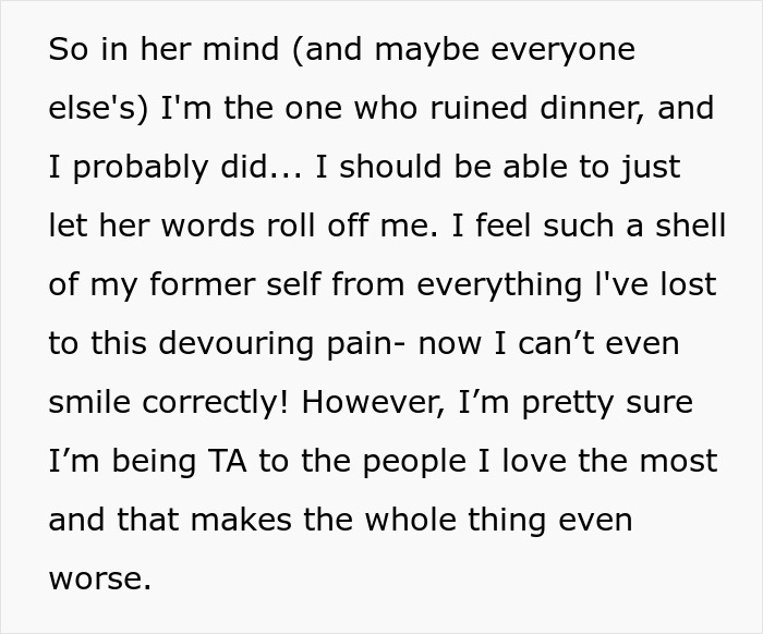 Mom Keeps Shaming Woman With Chronic Pain Smile, She Refuses To Be Part Of Family Dinner Mom Keeps Shaming Woman With Chronic Pain Smile, She Refuses To Be Part Of Family Dinner
