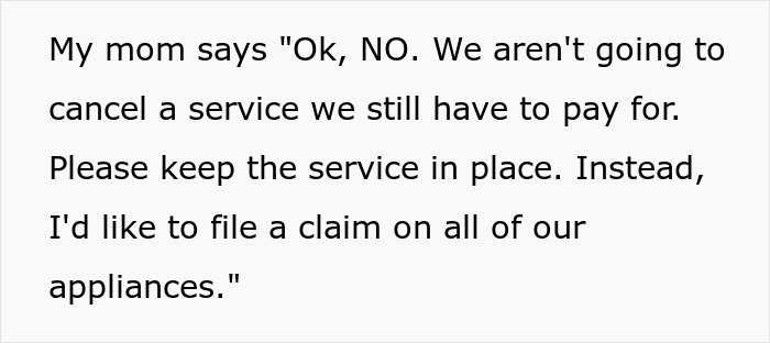 Text exchange about a company decision with a mom's response to filing claims.