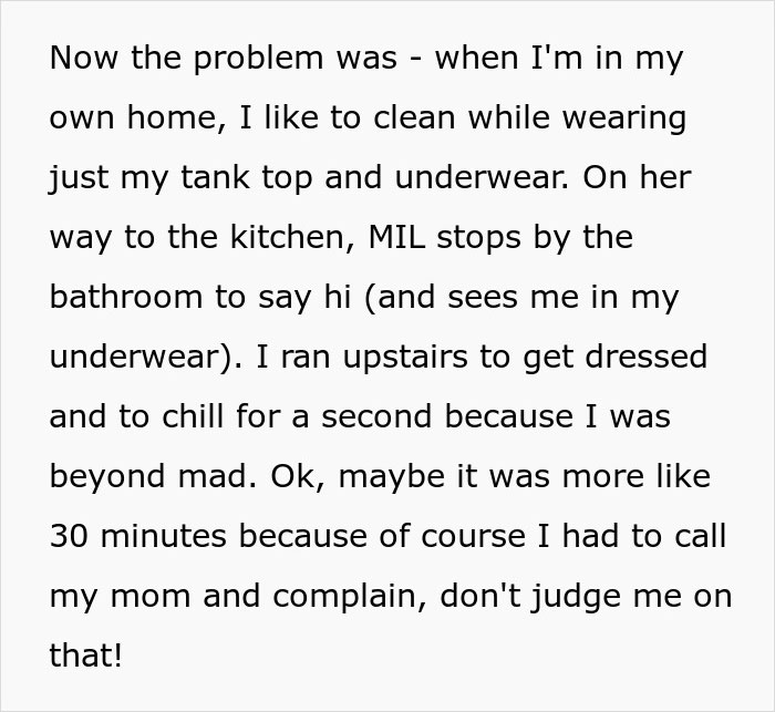 Text excerpt discussing an unannounced visit from MIL, highlighting the need for prior notification.