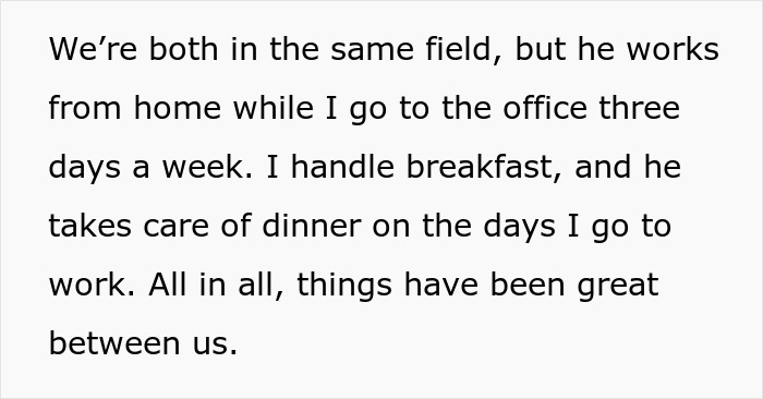 Text discussing a couple's work and home routines.