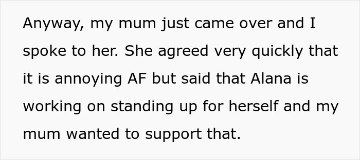 Text exchange about annoying baby talk discussed with mum. Text exchange about annoying baby talk discussed with mum.