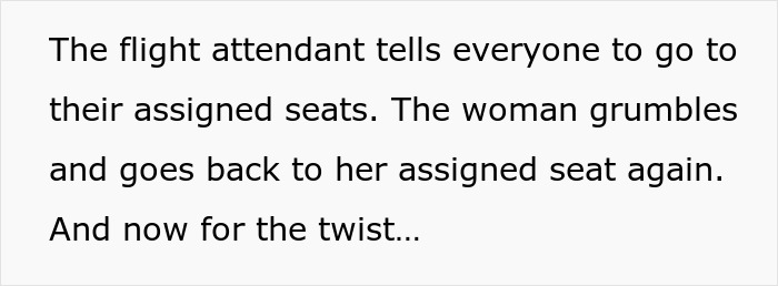 Flight attendant instructing passengers; woman reluctantly returns to her seat with dog after nearly taking another&rsquo;s.