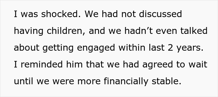 Text about shock and discussions of children related to boyfriend hiding birth control pills.