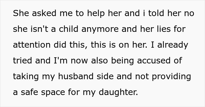 Text describing a family's reaction, focusing on a teen's lies about her stepdad, with implications of divorce. Text describing a family's reaction, focusing on a teen's lies about her stepdad, with implications of divorce.