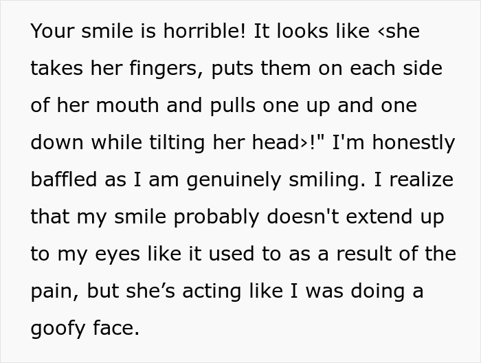 Mom Keeps Shaming Woman With Chronic Pain Smile, She Refuses To Be Part Of Family Dinner Mom Keeps Shaming Woman With Chronic Pain Smile, She Refuses To Be Part Of Family Dinner