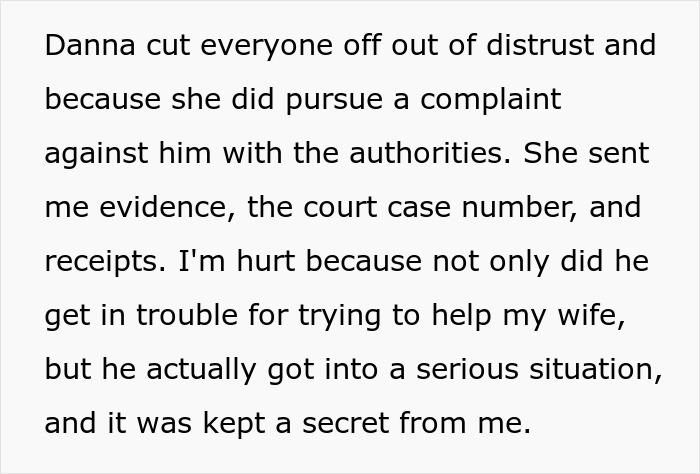 Text detailing a wife's distrustful actions and refusal to share information, affecting her husband. Text detailing a wife's distrustful actions and refusal to share information, affecting her husband.