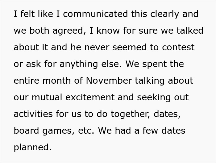 Text exchange about relationship plans and mutual excitement with activities like board games and dates discussed.