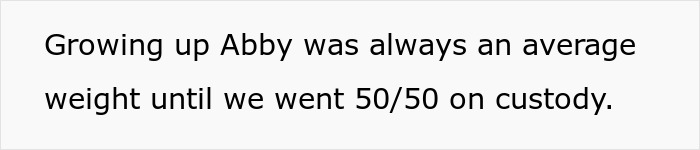 Text discussing daughter's average weight and shared custody. Text discussing daughter's average weight and shared custody.
