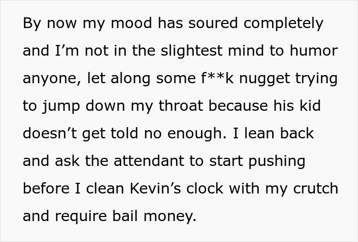 Text excerpt discussing an airport incident involving a woman in a wheelchair confronting a disruptive individual. Text excerpt discussing an airport incident involving a woman in a wheelchair confronting a disruptive individual.