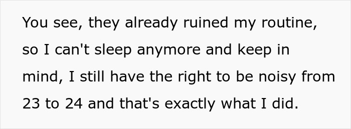 Text about woman suffering insomnia due to loud roommates, detailing her strategy of malicious compliance regarding noise levels. Text about woman suffering insomnia due to loud roommates, detailing her strategy of malicious compliance regarding noise levels.