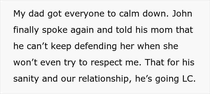 Text discussing a family conversation about respecting boundaries and maintaining sanity in relationships.