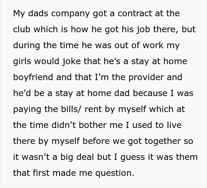 Text about jokingly calling a fianc&eacute; a stay-at-home dad, sparking questions about their relationship dynamics.