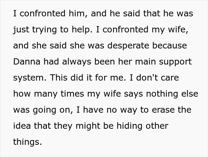 Text discussing wife's desperation, support system, and husband's suspicion of hidden matters after refusing paternity test. Text discussing wife's desperation, support system, and husband's suspicion of hidden matters after refusing paternity test.