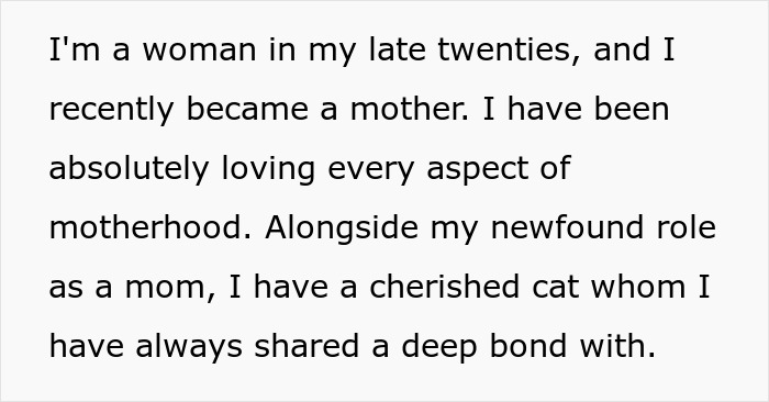 Text excerpt about a new mom enjoying motherhood and bonding with her cherished cat. Text excerpt about a new mom enjoying motherhood and bonding with her cherished cat.