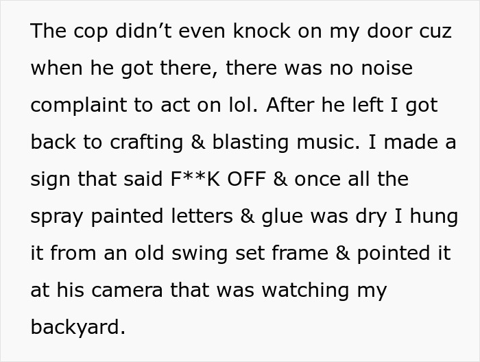 Text recounts woman's crafty revenge on an old neighbor involving a bold sign and security camera. Text recounts woman's crafty revenge on an old neighbor involving a bold sign and security camera.