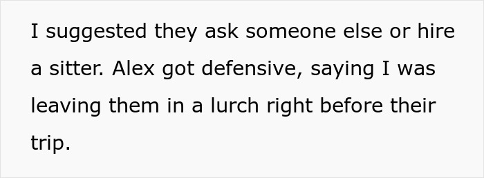 Text from a story about man refusing to watch a friend's dog due to allergies and having a cat.