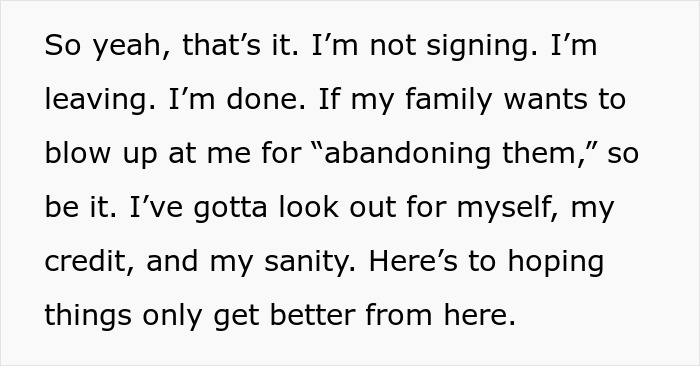 Text about protecting finances and personal boundaries over family obligations.