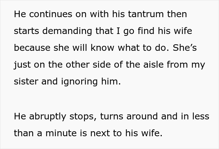 Text describing a boomer's tantrum and demanding behavior towards a woman in a wheelchair.
