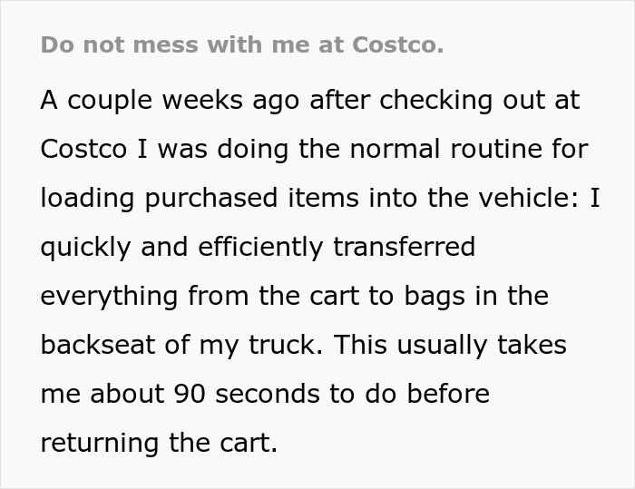 Costco shopper loading groceries into a truck quickly, highlighting efficiency and store routine. Costco shopper loading groceries into a truck quickly, highlighting efficiency and store routine.