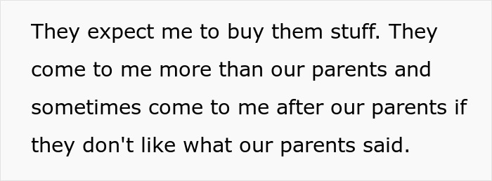 Text on image about sibling dynamics and parental roles among 10 kids.