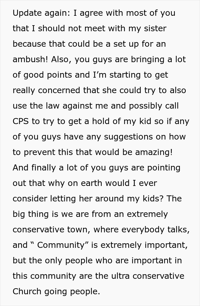 Text discussing concerns of a pregnant woman in a conservative community.