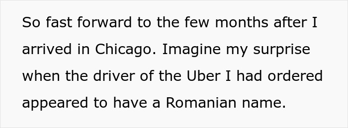 Text about a woman's encounter with a Romanian Uber driver in Chicago. Text about a woman's encounter with a Romanian Uber driver in Chicago.