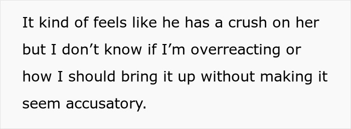 Text describing woman's concerns about fianc&eacute;'s behavior with friend.