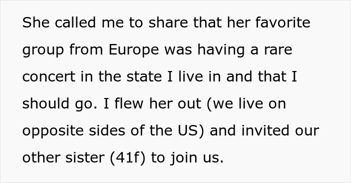 Text about a European concert visit, travel plans, and family gathering.