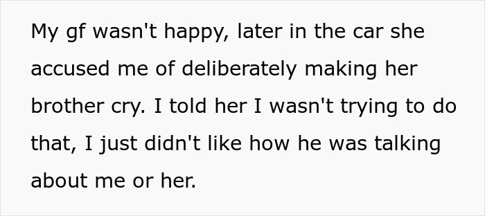 Text of a conversation explaining a disagreement over a game, involving a GF's brother and emotions running high. Text of a conversation explaining a disagreement over a game, involving a GF's brother and emotions running high.
