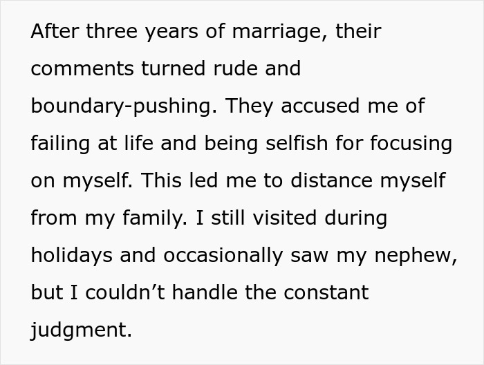 Text discussing family conflict and feeling judged, related to pregnancy.