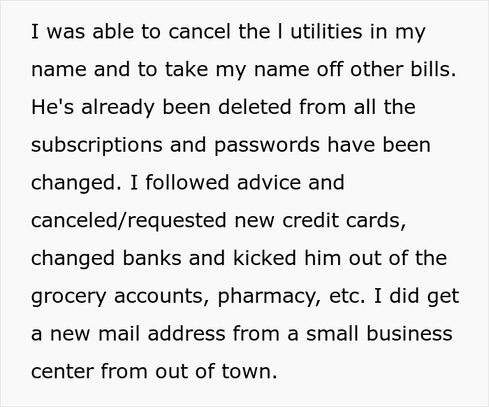 Text detailing steps taken to remove a person from accounts after issues with toxic boundaries in relationships. Text detailing steps taken to remove a person from accounts after issues with toxic boundaries in relationships.