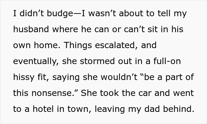 Text discussing a controlling MIL upset by son-in-law's stair-sitting habit, with the wife defending him.